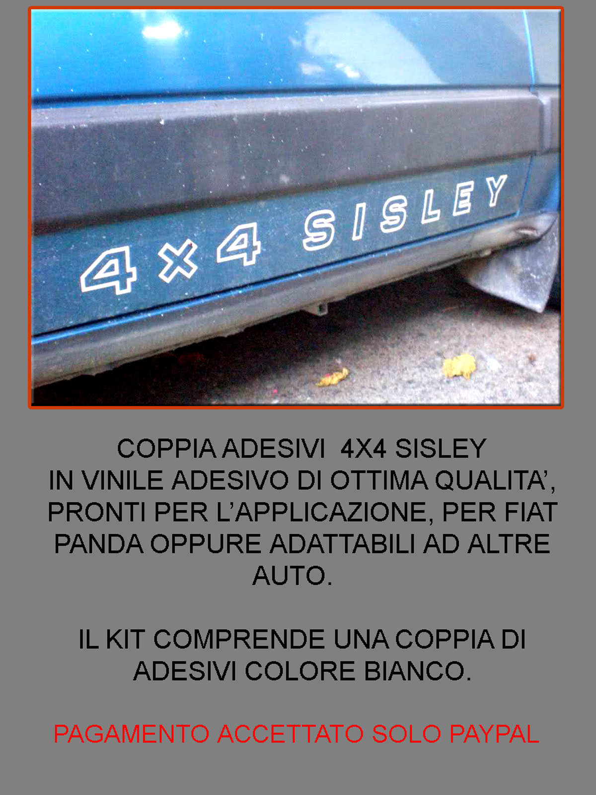 FIAT PANDA 4X4 ADESIVI SISLEY